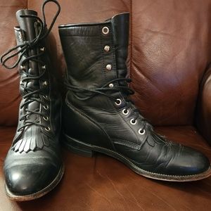 Justin Boots Black Lace Up Women's Boots